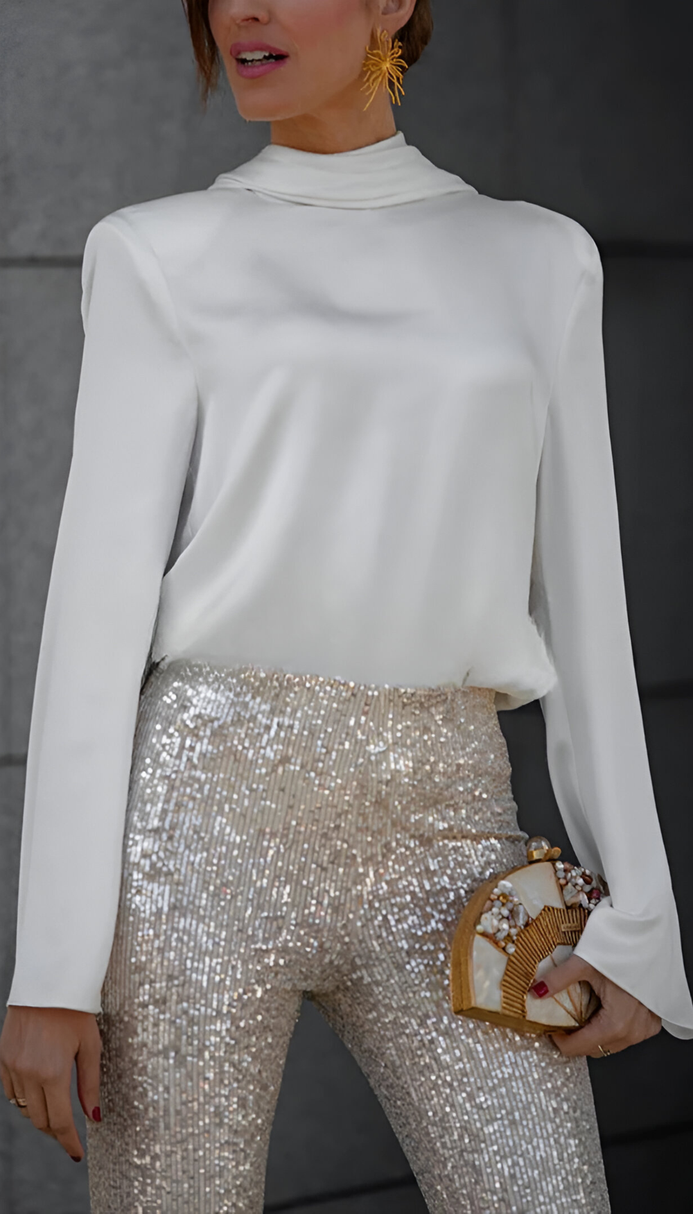 Zari | Elegant Paljett Utsvängd Byxa