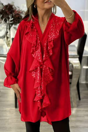 Livia | Elegant Chiffonblus med Volanger