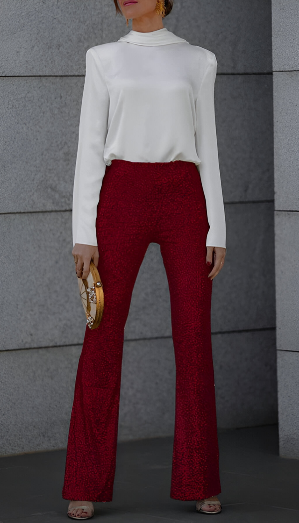 Zari | Elegant Paljett Utsvängd Byxa