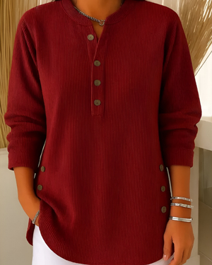 Neris | Modern Stickad Topp med Långa Ärmar