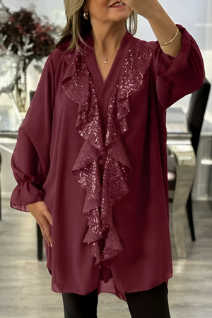 Livia | Elegant Chiffonblus med Volanger