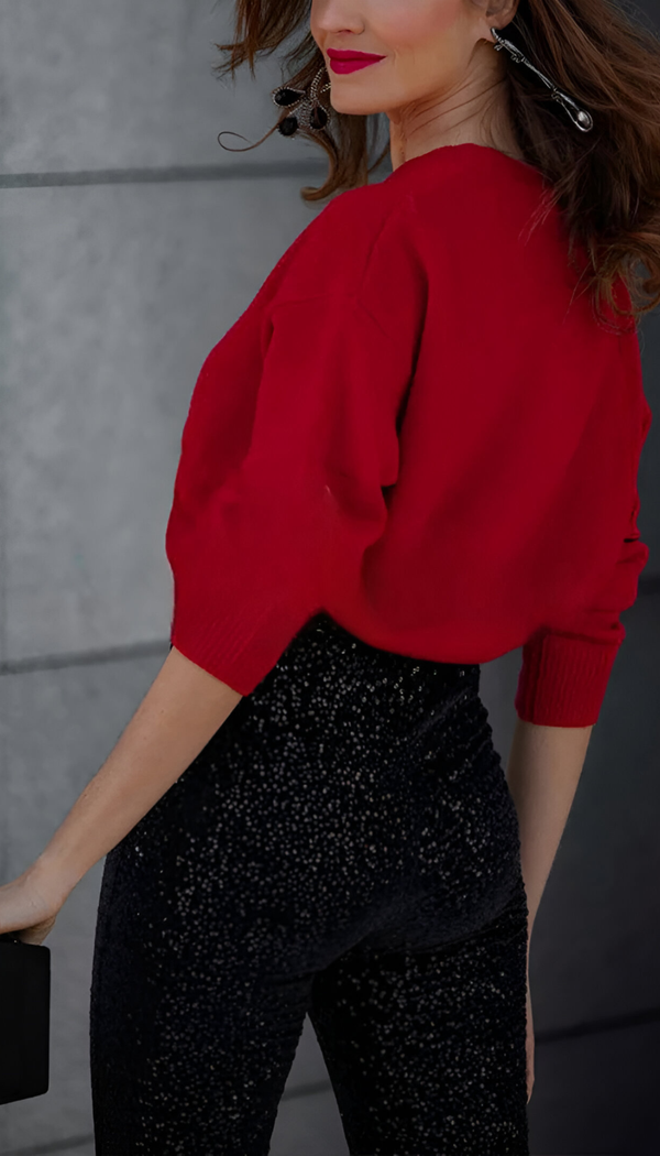 Zari | Elegant Paljett Utsvängd Byxa